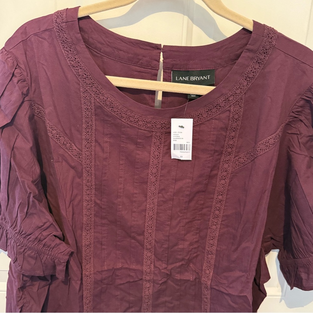 Lane Bryant Mauve Lace Trim Top